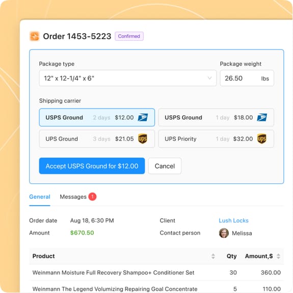 Order delivery page in Suplery